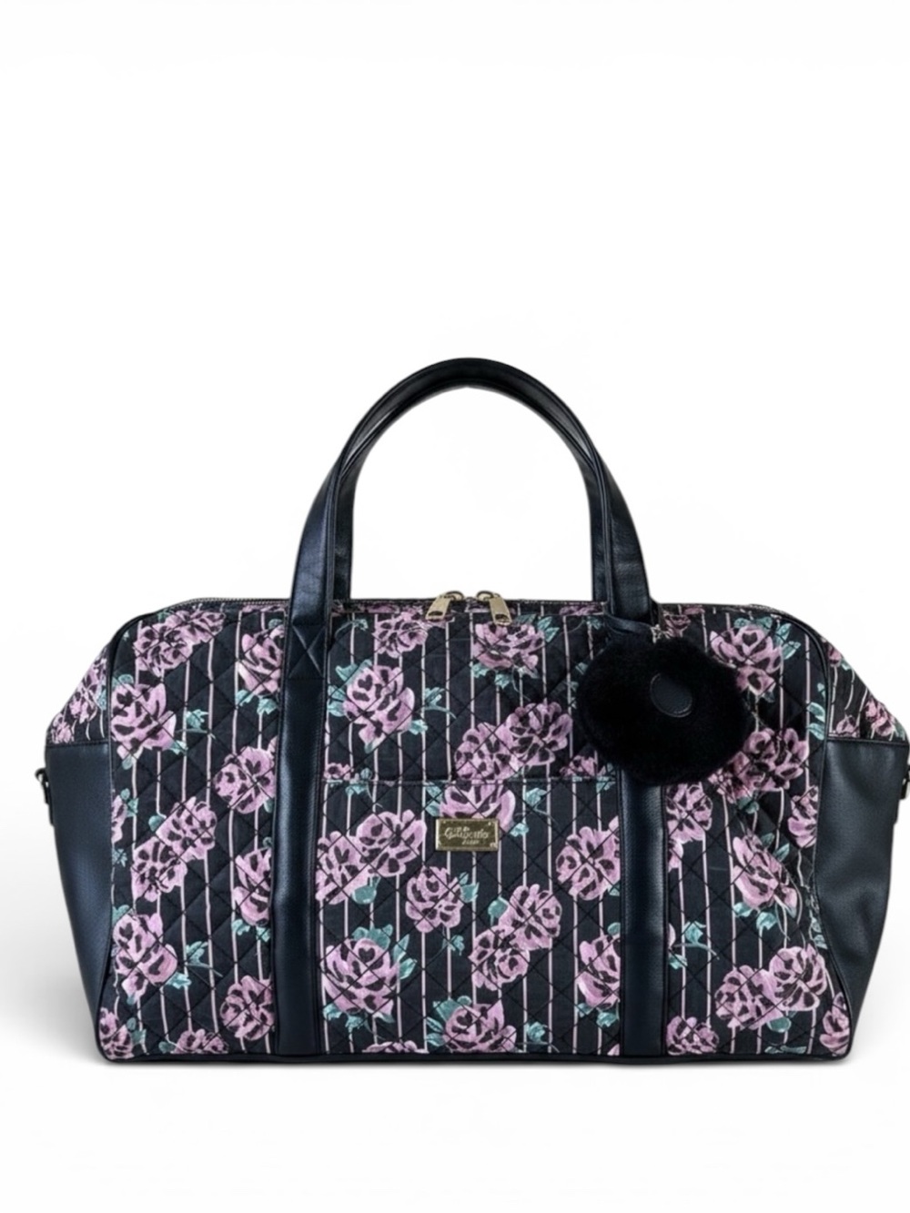 Betsey Johnson Luv Black Floral Roses Weekender Duffel Bag
